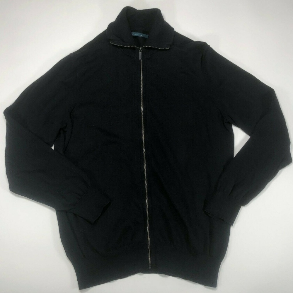 Perry Ellis Mens Navy Blue Zip Up Sweater Jacket